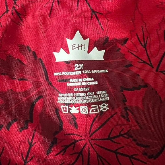 Eh! Giant Tiger Canada Day Maple Leaf Red Biker Shorts |  2X - Picture 4 of 4